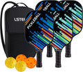 Pickleball Paddles Set of 4, Fiberglass Pickleball Paddles with Honeycomb Core, Lightweight Pickleball Set with Balls & Bag for Men, Women & Beginners