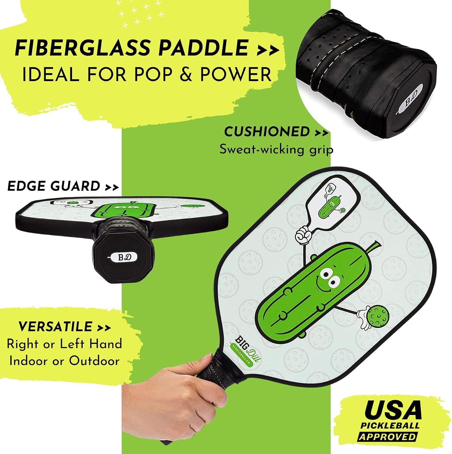 Co. Pickleball Paddle with Cover Choose Fiberglass Pickleball Racket or Graphite Carbon Fiber Pickle Ball Paddle | USA Pickleball Approved Pickleball Paddles