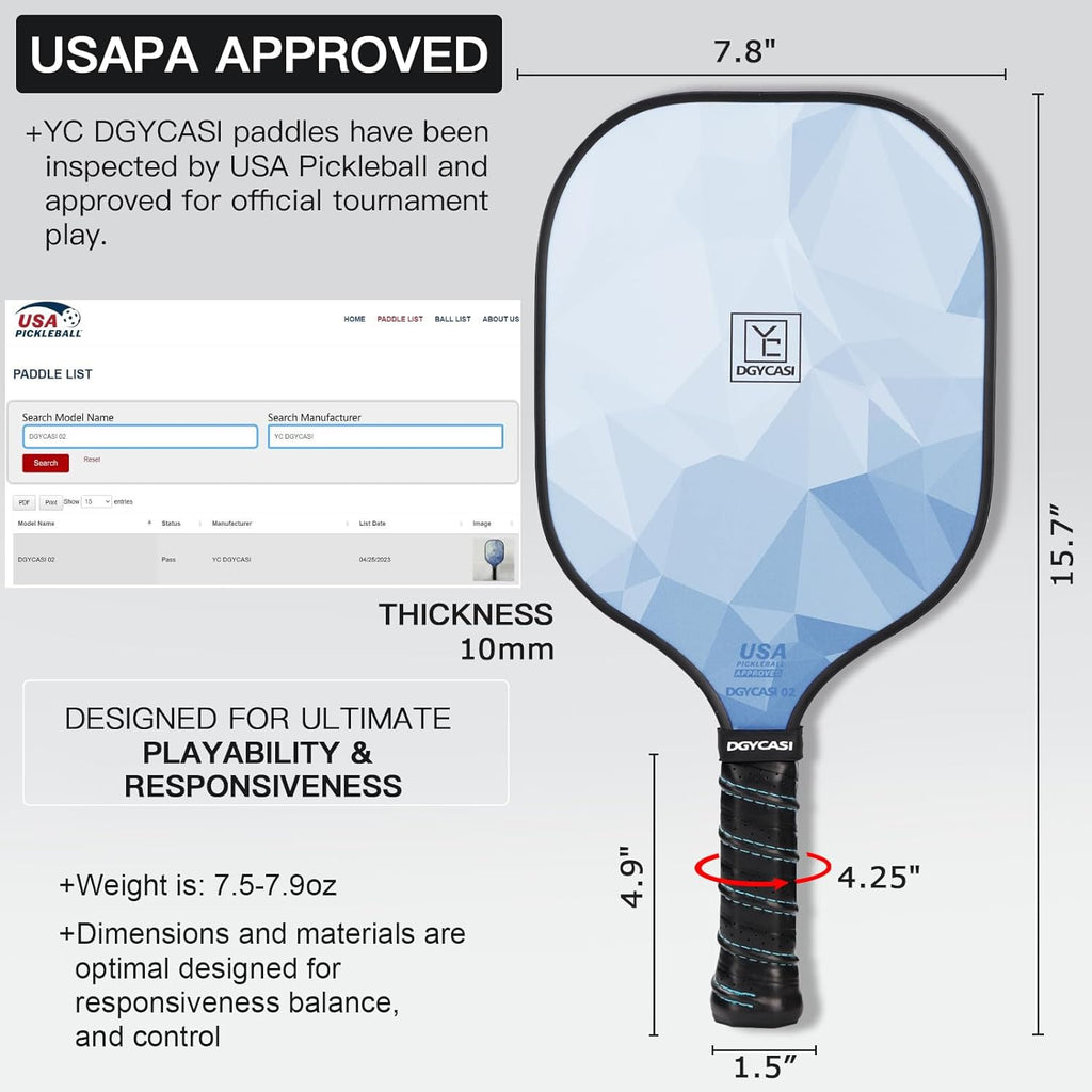 Pickleball Paddles Set of 2, 2026 USAPA Approved Pickleball Set, Fiberglass Lightweight Pickle Ball Rackets 2 Pack, 2 Outdoor Pickleball, 2 Indoor Pickleball Balls, 1 Pickleball Bag
