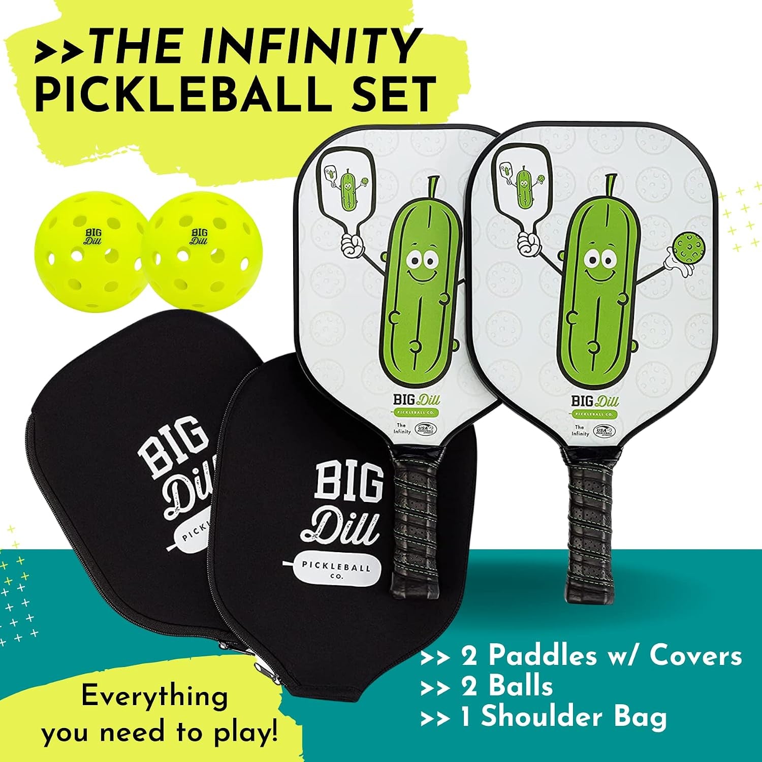 Paddle Set 2-Pack Pickleball Paddles with Outdoor Pickleball Balls, Paddle Covers & Carry Bag | Pickleball Paddles Set of 2 USAPA Approved