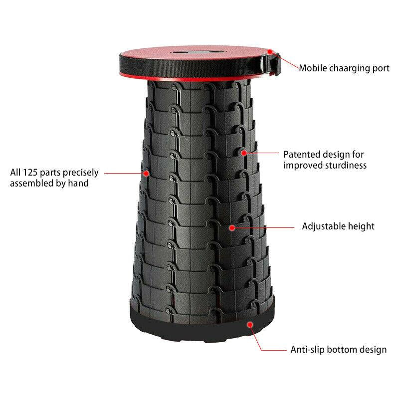 Folding Stool Seat Portable Retractable Telescopic Camping Fishing Travel Chairs
