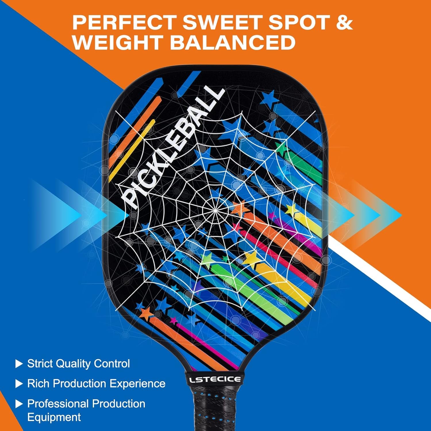Pickleball Paddles Set of 4, Fiberglass Pickleball Paddles with Honeycomb Core, Lightweight Pickleball Set with Balls & Bag for Men, Women & Beginners