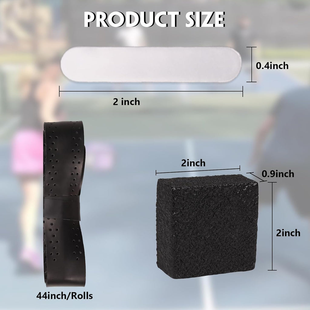 9Pcs Pickleball Racket Accessories Kit, Include 2 Pickleball Paddle Grip Tape, 6 White Pickleball Lead Tape, Black Pickleball Paddle Cleaner and Eraser, Pickle Ball Sport Accessories