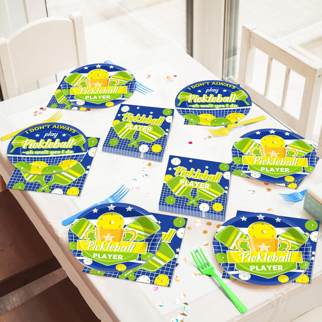 96Pcs Pickleball Party Decorations Supplies Pickleball Player Themed Sports Birthday Party Disposable Plates Napkins Set for Baby Shower Brithday Party Decorations Favors Serve 24